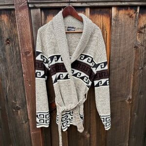 Vintage Oversized Southwestern Bohemian Cardigan belted big Lebowski medium